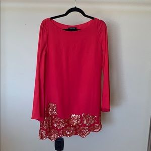 Red Marciano Swing dress with Sequin Accents